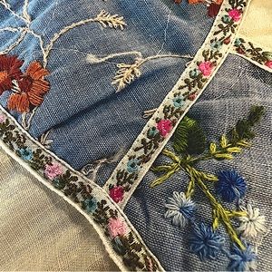 Vintage Western Style Long Sleeve Button Shirt with Quilted Embroidery
